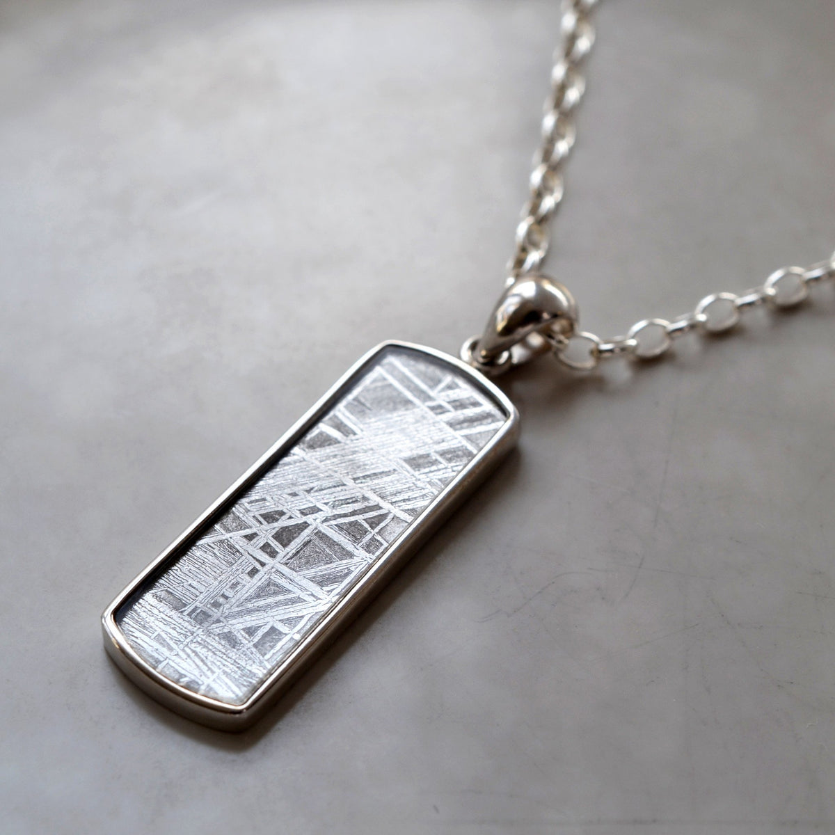Muonionalusta Meteorite Rectangular Necklace