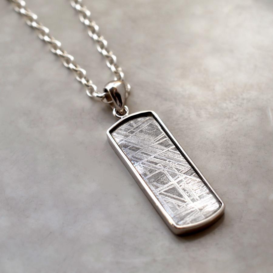 Muonionalusta Meteorite Rectangular Necklace