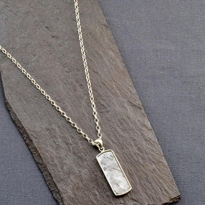 MJ0125 meteorite rectangular necklace