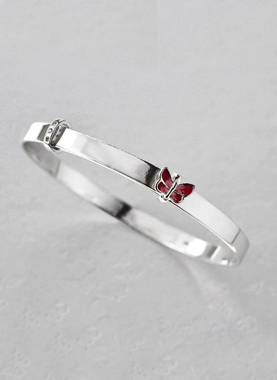 Sterling Silver Butterfly Christening Bangle