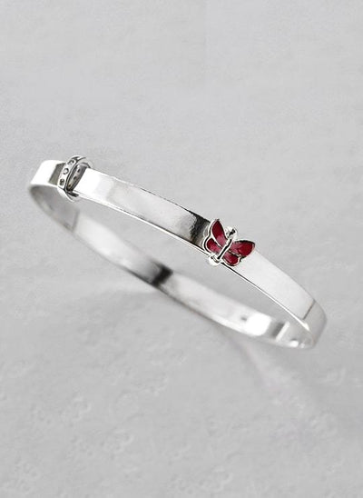 MC188 SILVERBUTTERFLYCHRISTENINGBANGLE 001