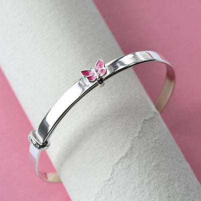 MC188 SILVERBUTTERFLYCHRISTENINGBANGLE 011
