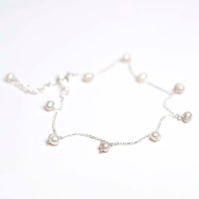 MK818A Sterling Silver String of Pearls Anklet 4