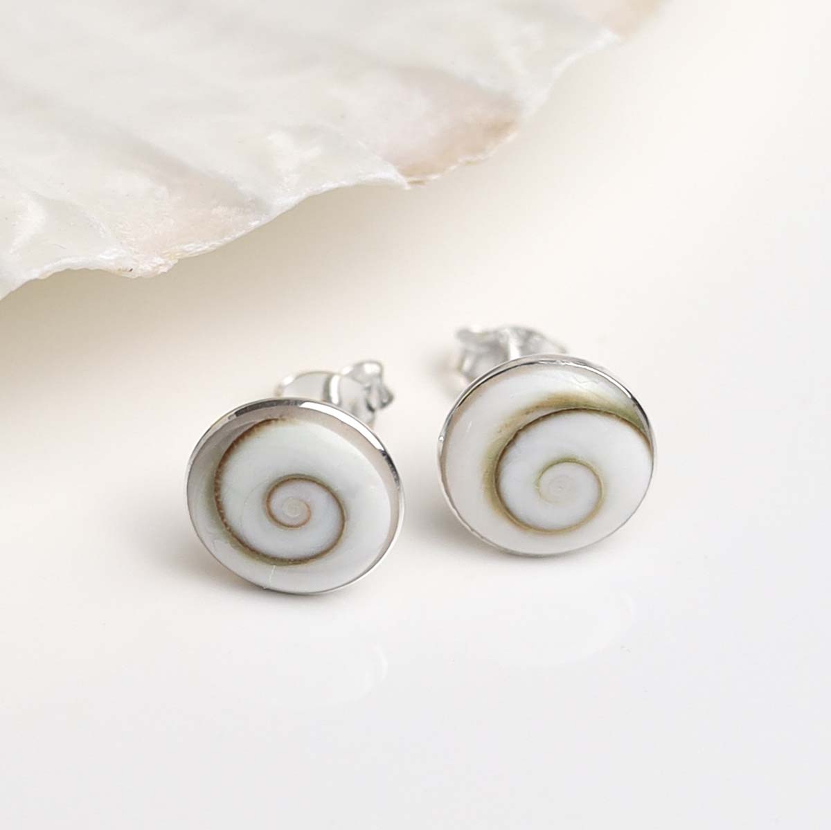 Sterling Silver Shiva Shell Stud Earrings