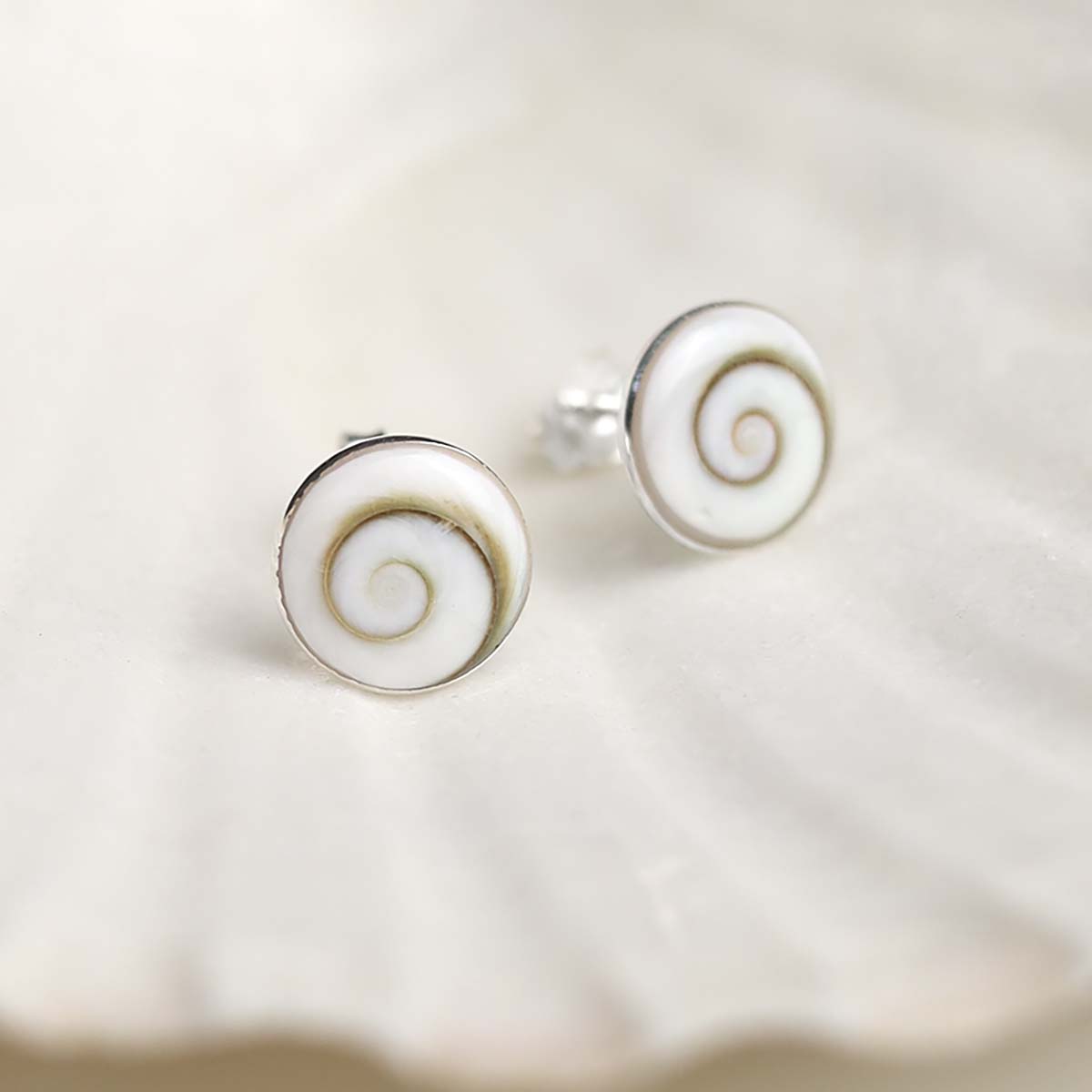 Sterling Silver Shiva Shell Stud Earrings