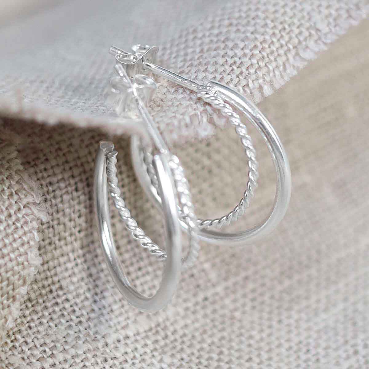 Sterling Silver Twist and Shout Stud Hoops