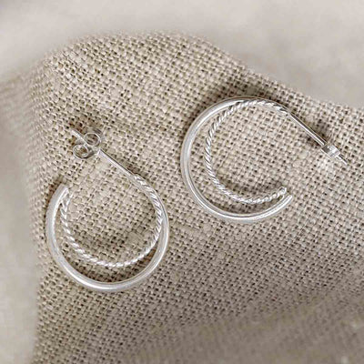 ML744 Sterling Silver Twist and Shout Stud Hoops 3