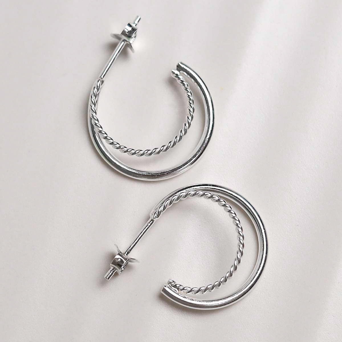 Sterling Silver Twist and Shout Stud Hoops
