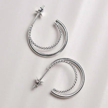 ML744 Sterling Silver Twist and Shout Stud Hoops 4