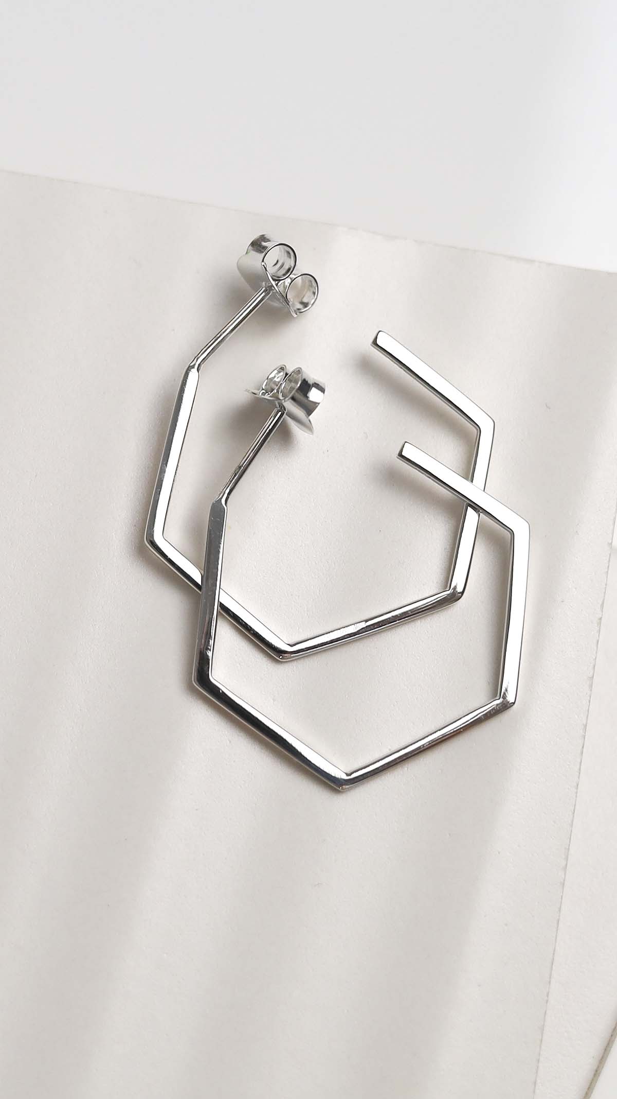 Sterling Silver Hexagon Studs