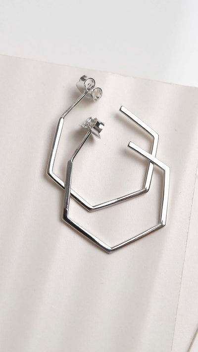 ML745 Sterling Silver Hexagon Studs 2 insta