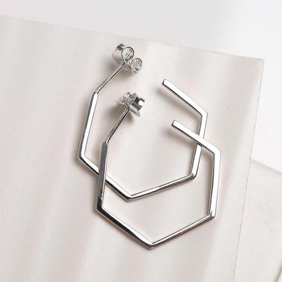 ML745 Sterling Silver Hexagon Studs 2