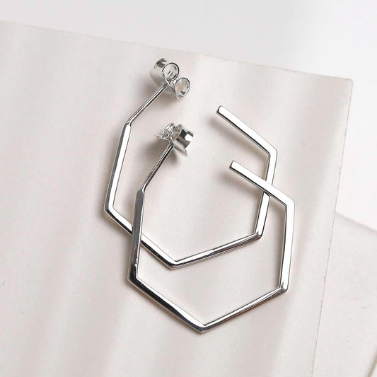 ML745 Sterling Silver Hexagon Studs 2
