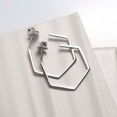 ML745 Sterling Silver Hexagon Studs 3