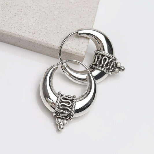 ML746 Sterling Silver Large Indo Hoops 3