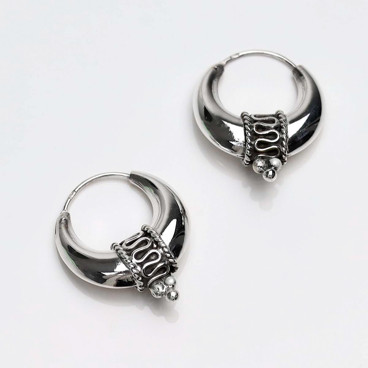 Sterling Silver Large Indo Hoops
