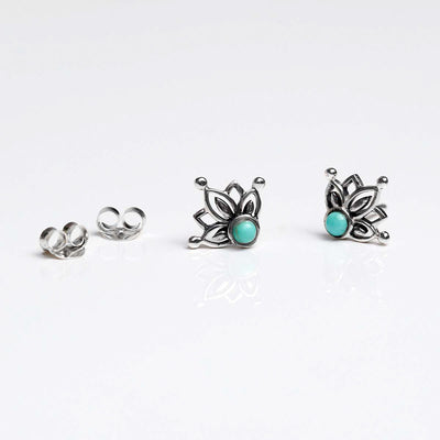 ML747 Sterling Silver Turquoise Dream Stud Earrings 1