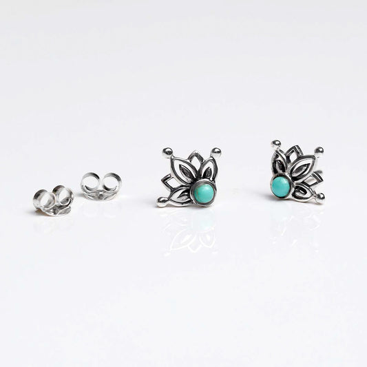 ML747 Sterling Silver Turquoise Dream Stud Earrings 1