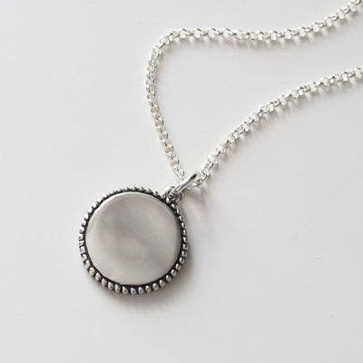 Engravable Sterling Silver Round Necklace