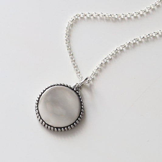 Engravable Sterling Silver Round Necklace