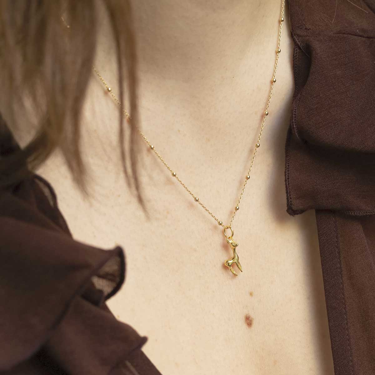 Gold Plated Sterling Silver Bambi Necklace