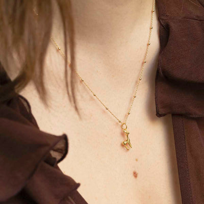 MB164G_Gold Plated Sterling Silver Bambi Necklace_Model copy