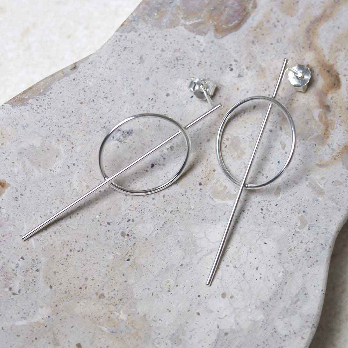 Sterling Silver Ring and Bar Stud Earrings