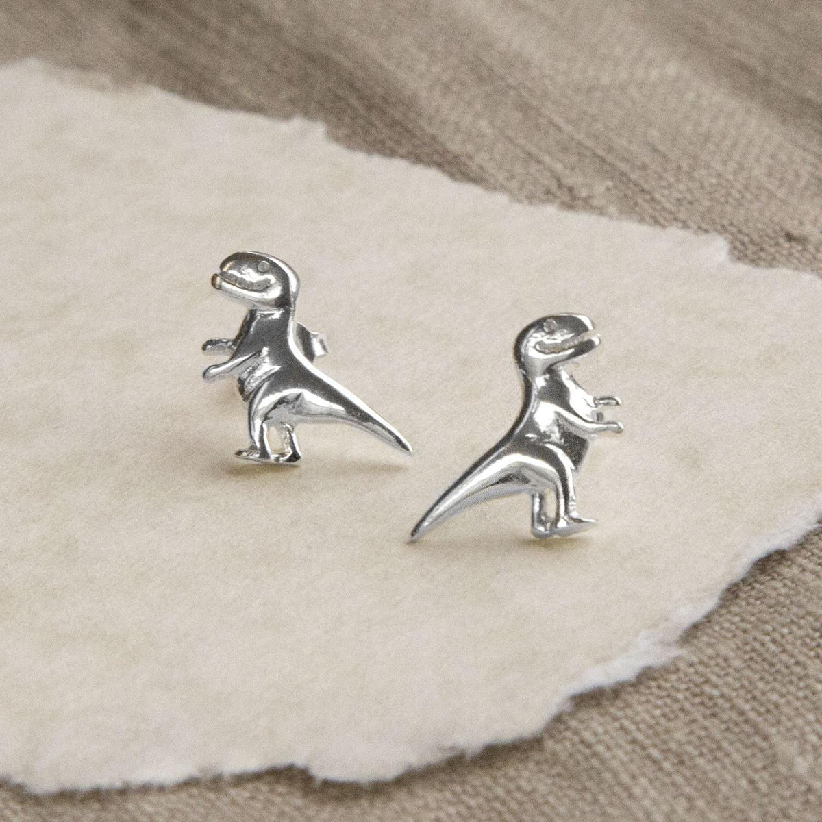 Sterling Silver Dinosaur Stud Earrings