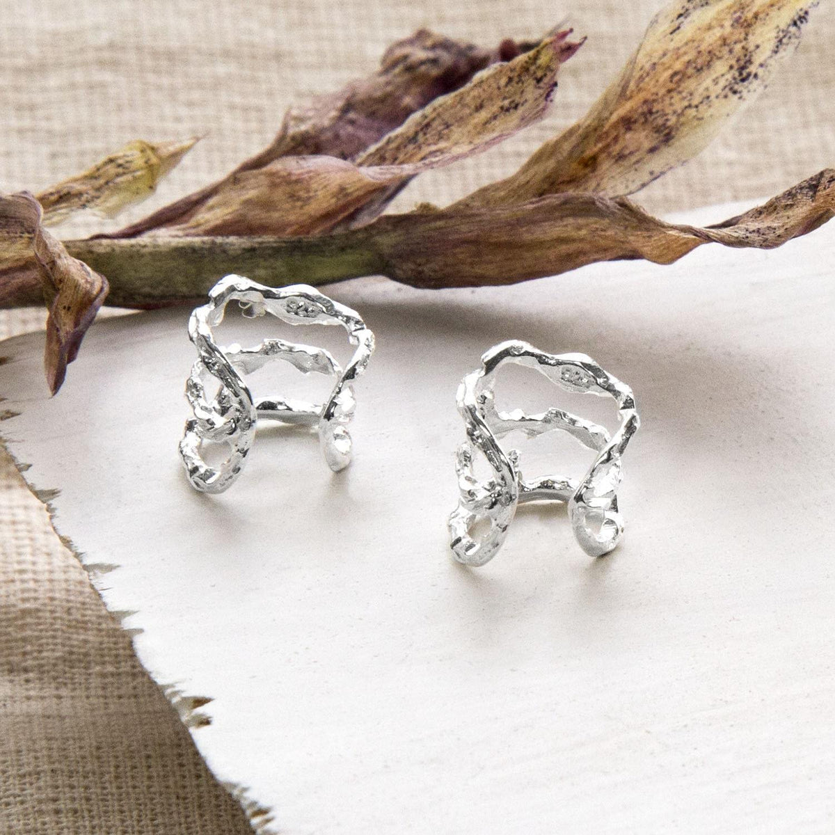 Sterling Silver Organic Ear Cuffs