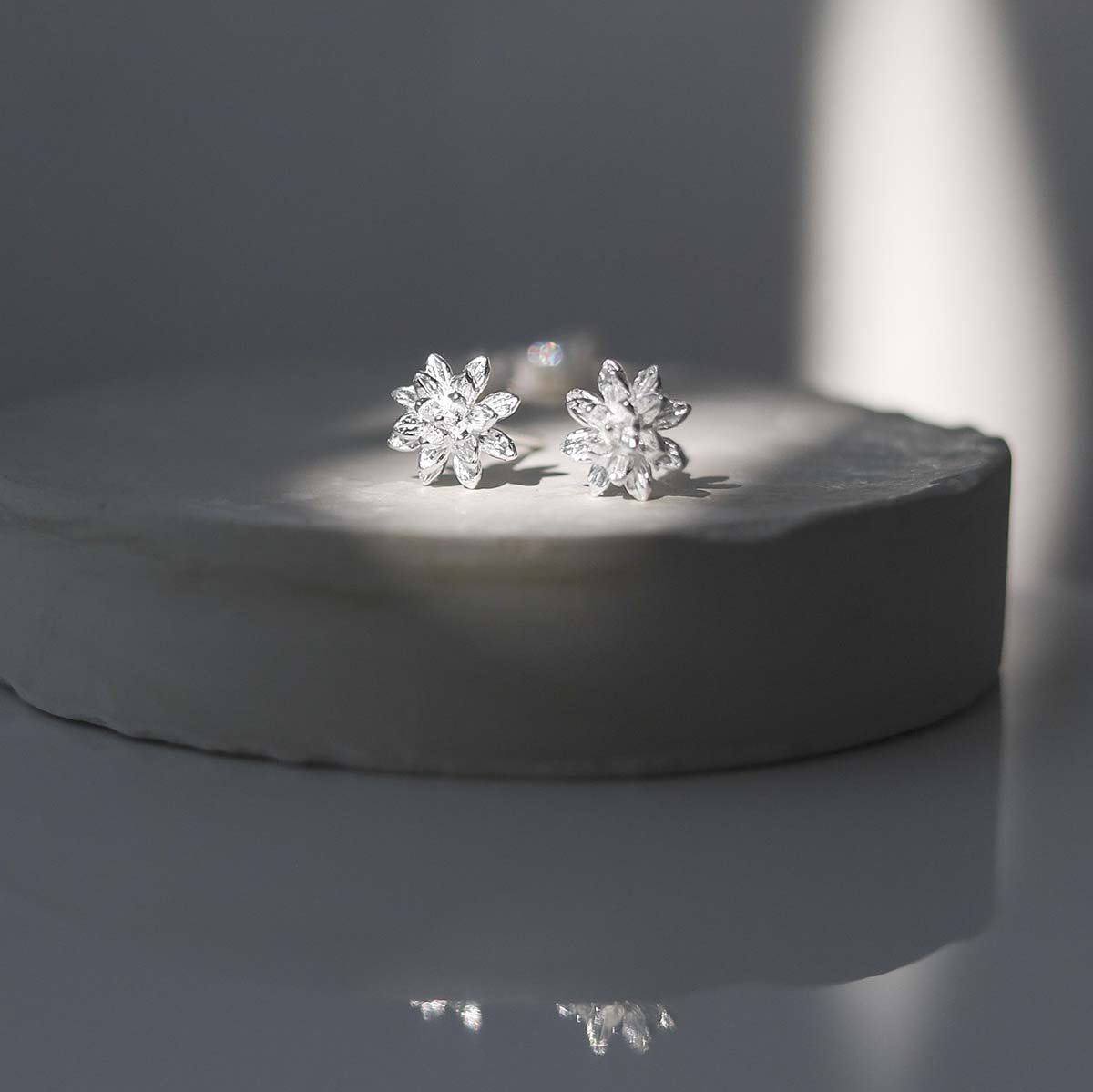 Sterling Silver Enlightened Lotus Studs