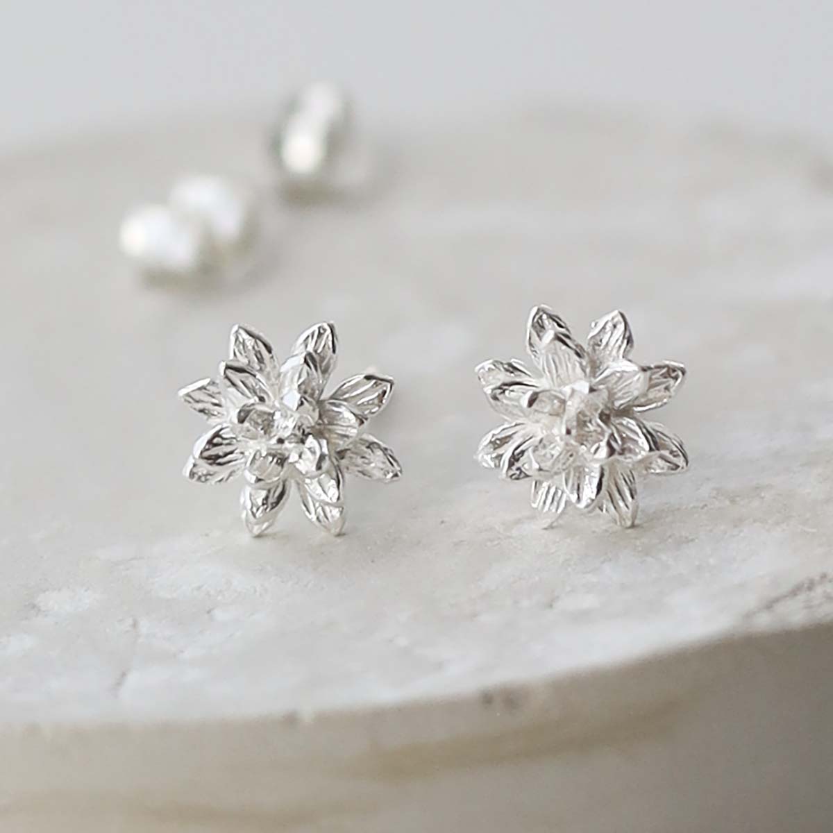 Sterling Silver Enlightened Lotus Studs