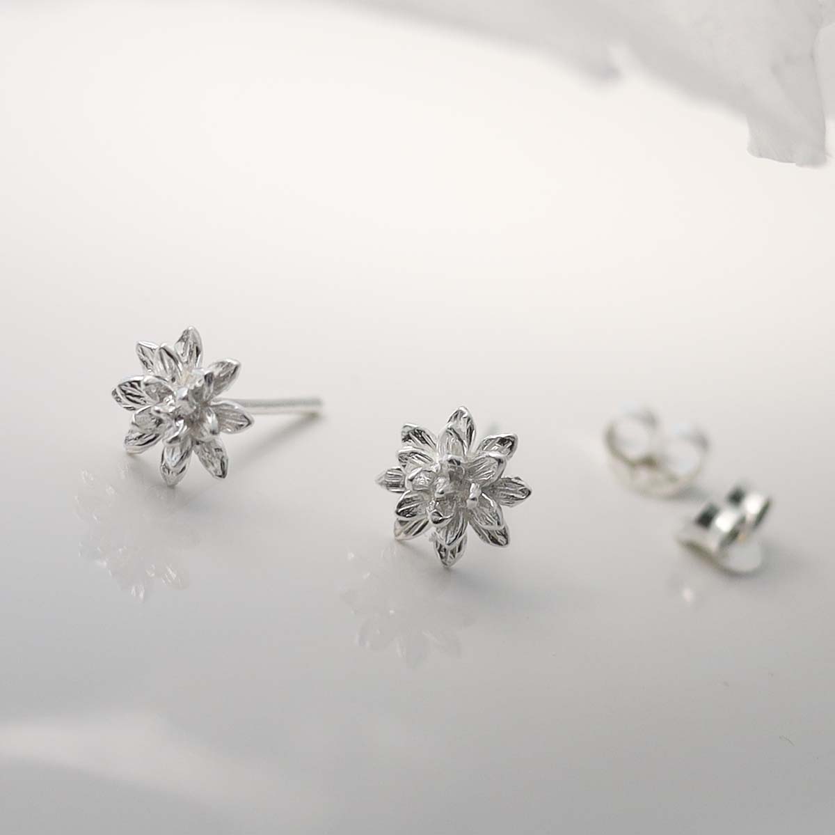 Sterling Silver Enlightened Lotus Studs