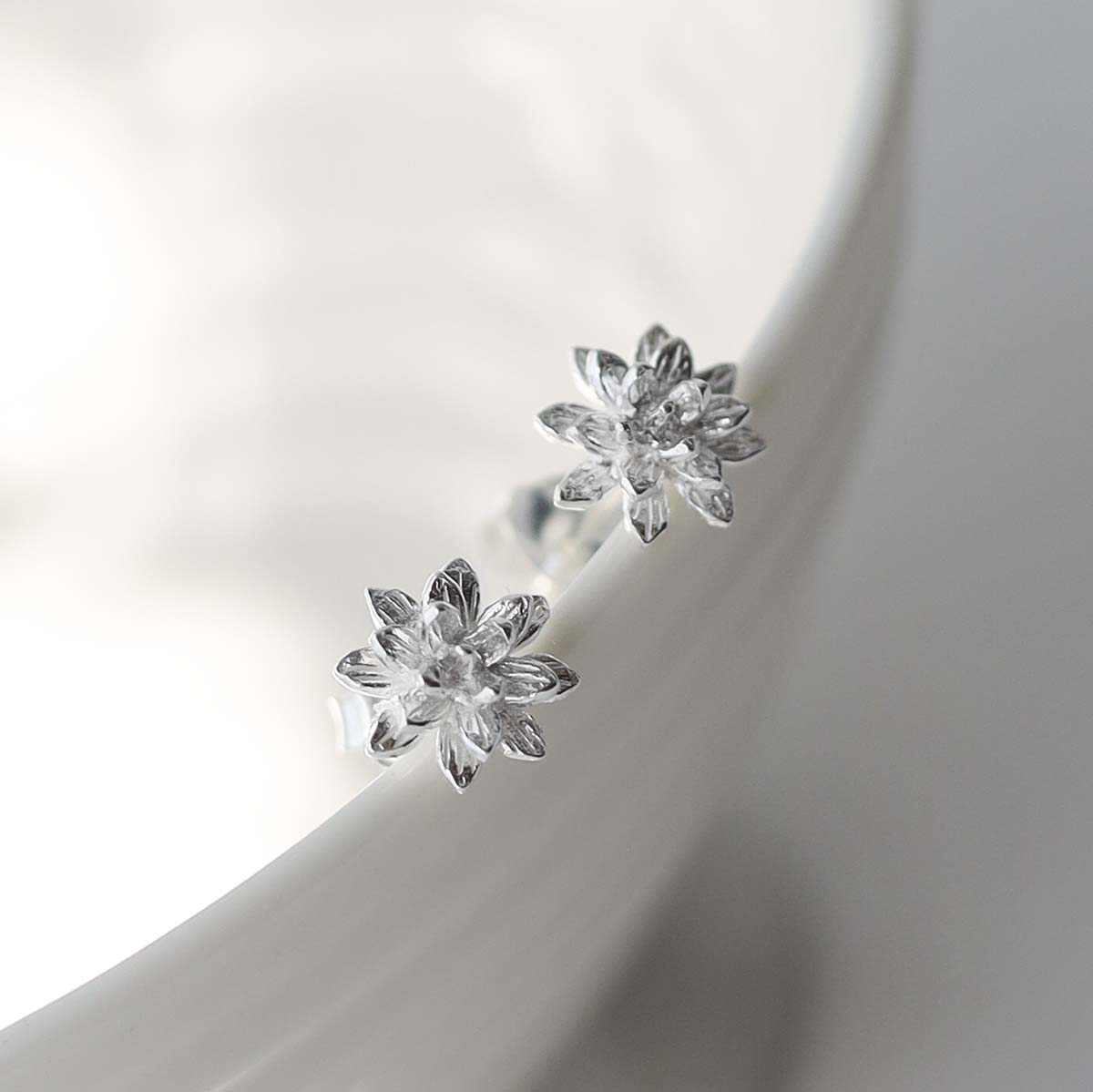 Sterling Silver Enlightened Lotus Studs