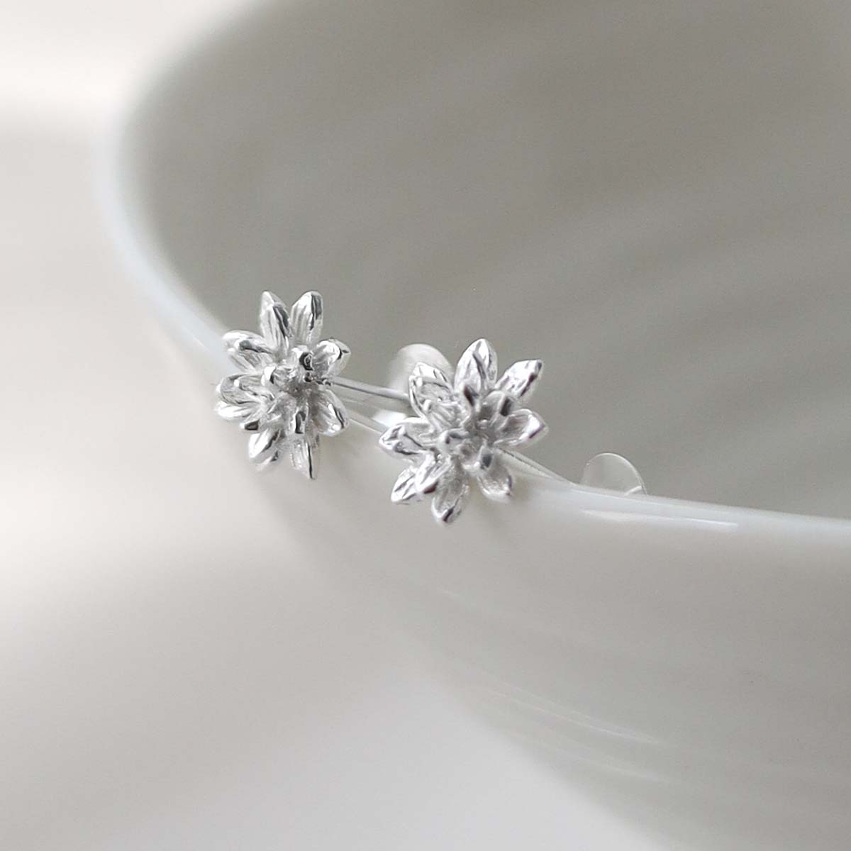 Sterling Silver Enlightened Lotus Studs