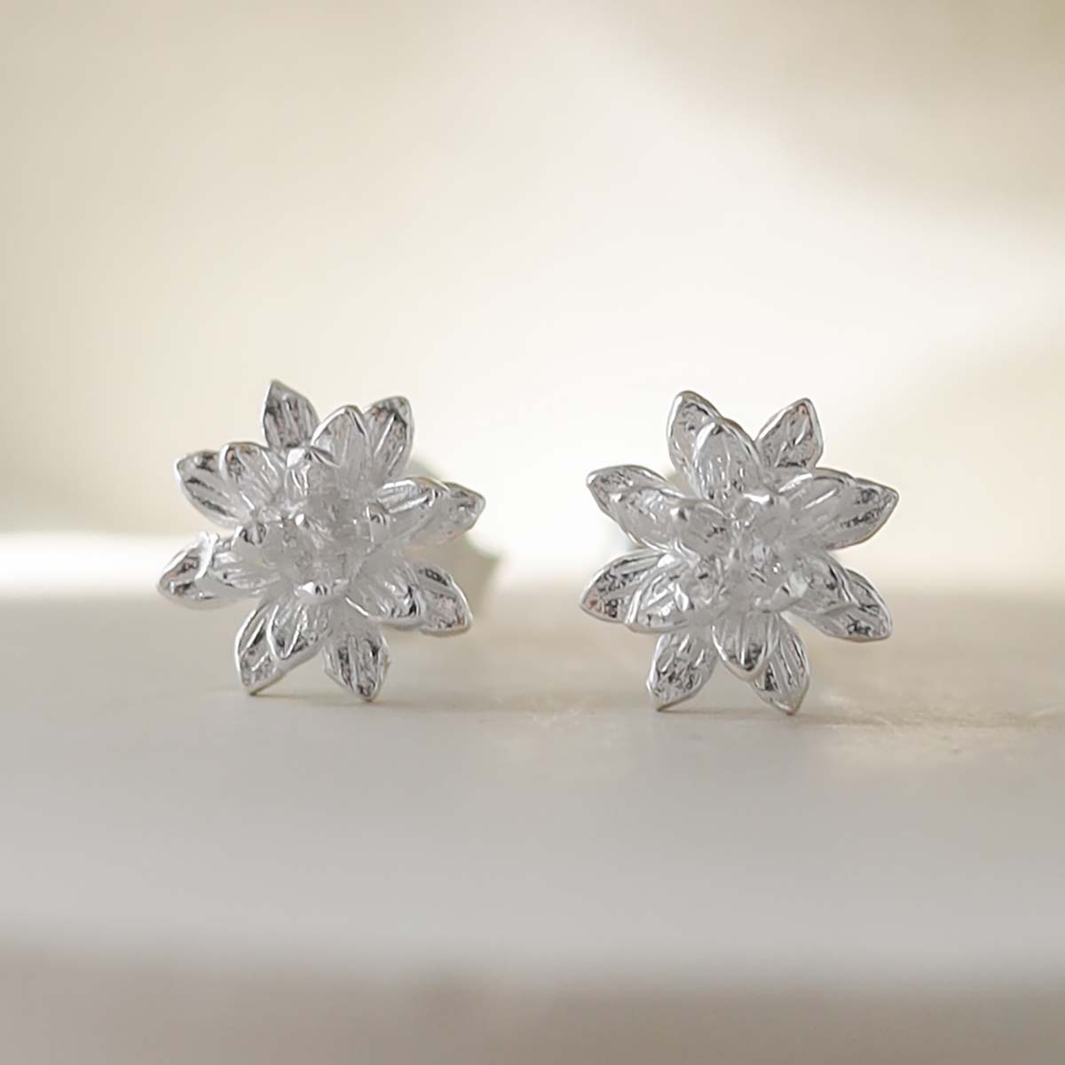 Sterling Silver Enlightened Lotus Studs