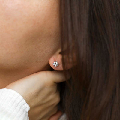 MB195E_Sterling Silver Enlightened Lotus Studs_model 2