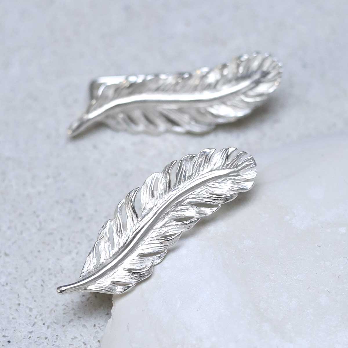 Sterling Silver Feather Ear Climbers
