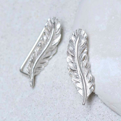 MB196_Sterling Silver Feather Ear Climbers_4