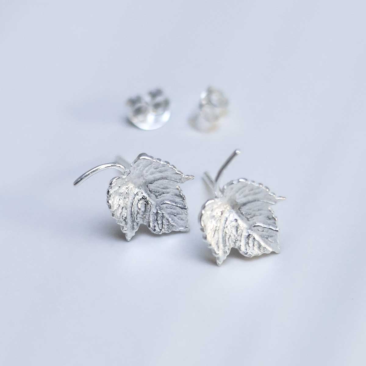 Sterling Silver Ivy Leaf Stud Earrings