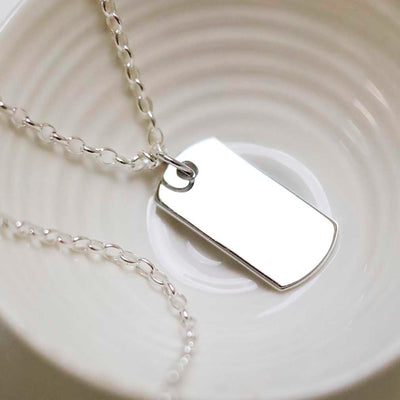 Sterling Silver Solid Dog Tag Necklace