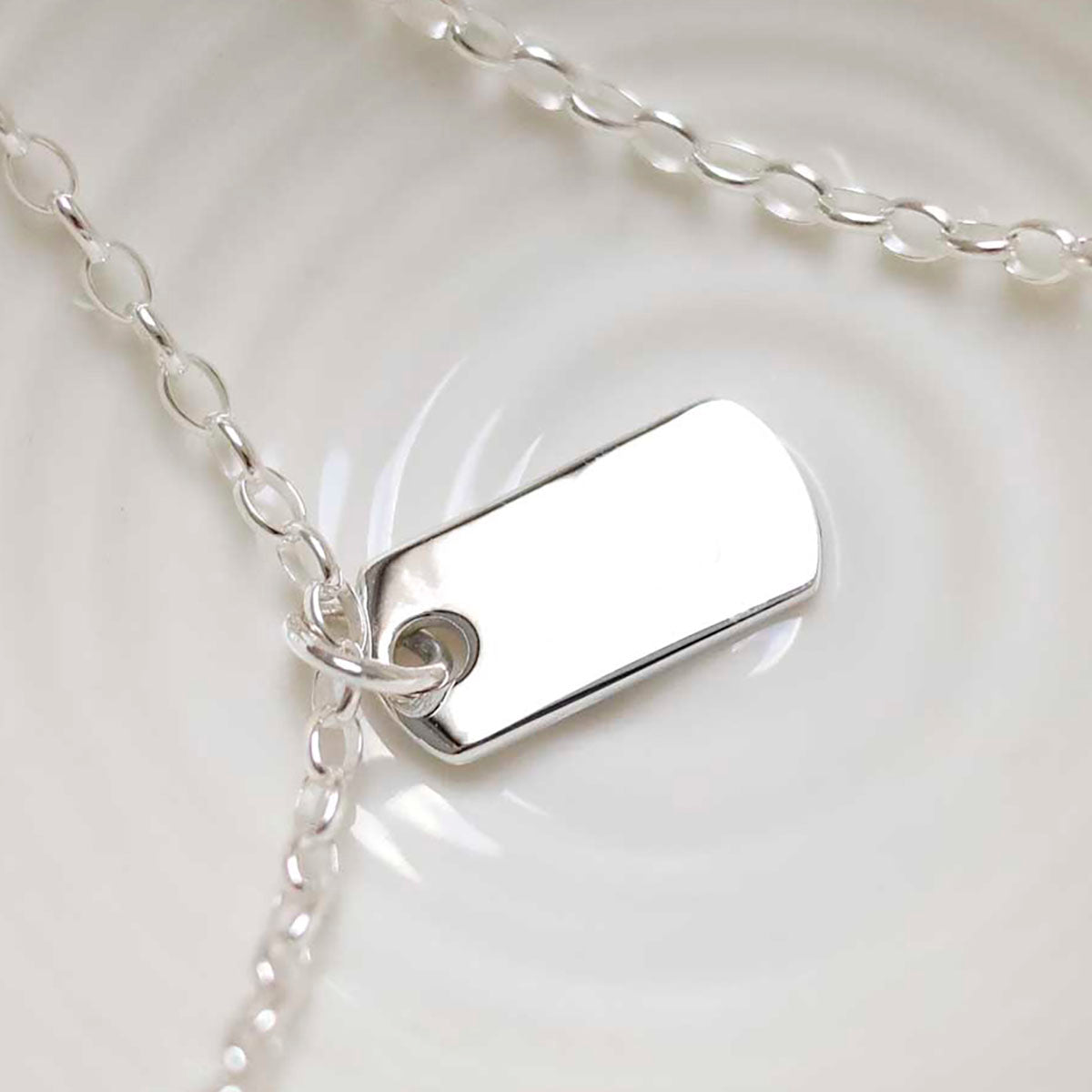 Sterling Silver Small Solid Dog Tag Necklace
