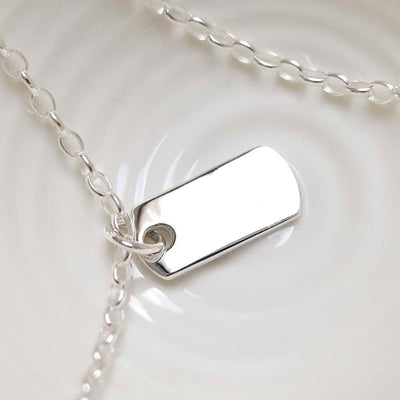 Sterling Silver Small Solid Dog Tag Necklace