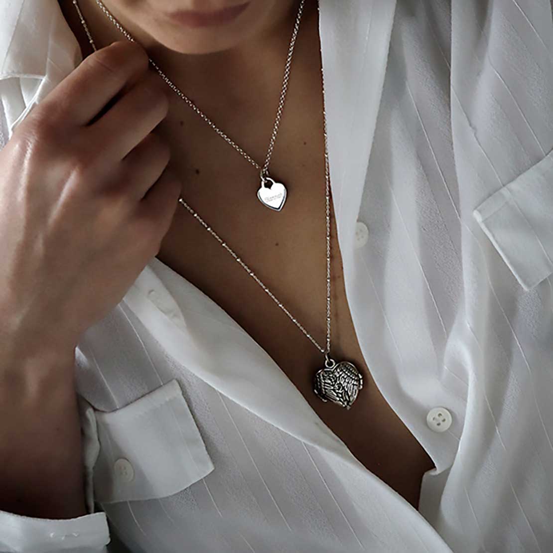 Engravable Sterling Silver Heart Necklace