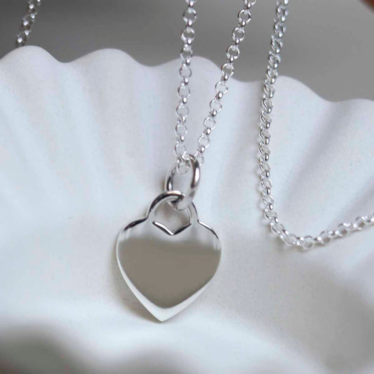Engravable Sterling Silver Heart Necklace