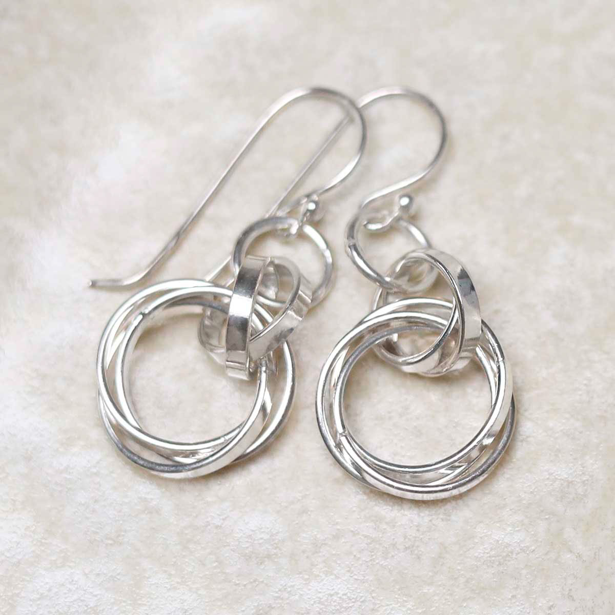 Sterling Silver Dangly Russian Rings Earrings