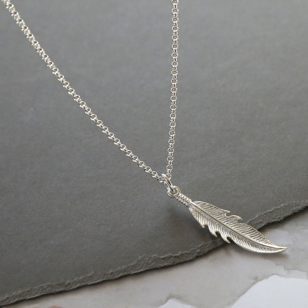 Sterling Silver Lucky Feather Necklace