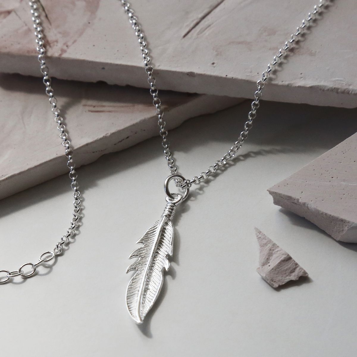 Sterling Silver Lucky Feather Necklace