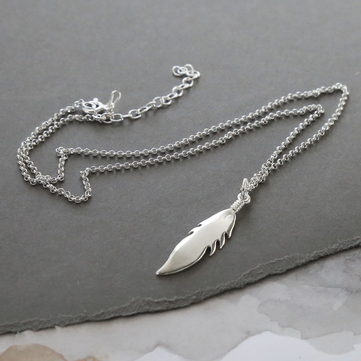 Sterling Silver Lucky Feather Necklace
