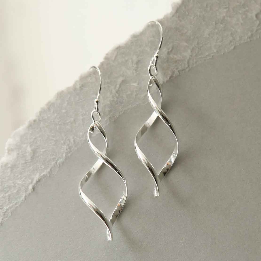 Sterling Silver Twist Dangly Earrings