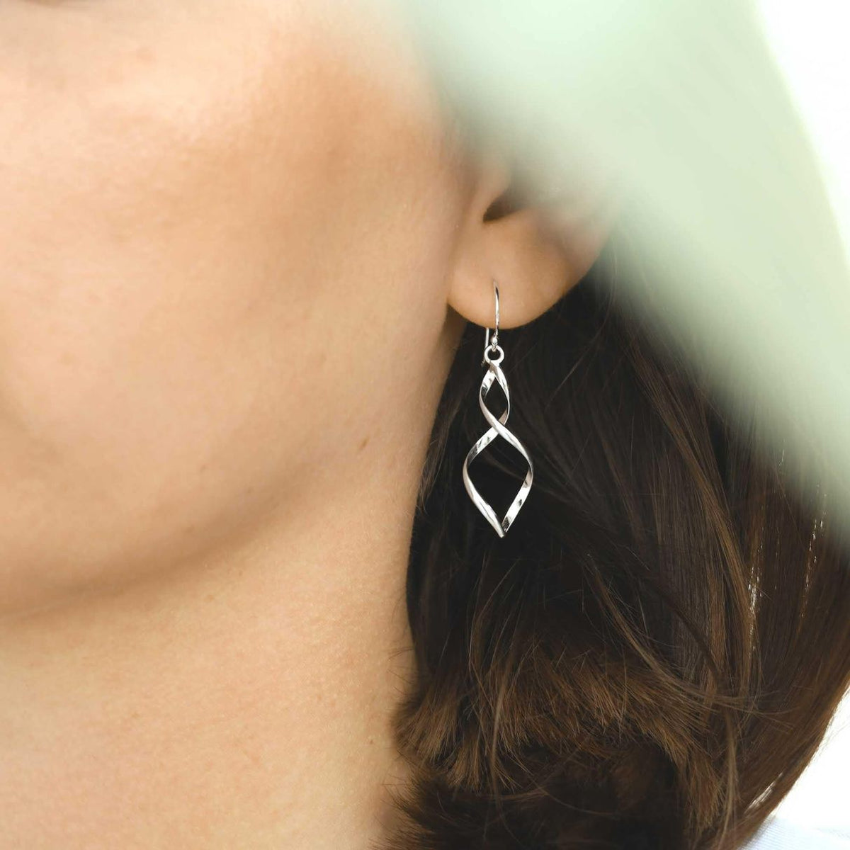 Sterling Silver Twist Dangly Earrings